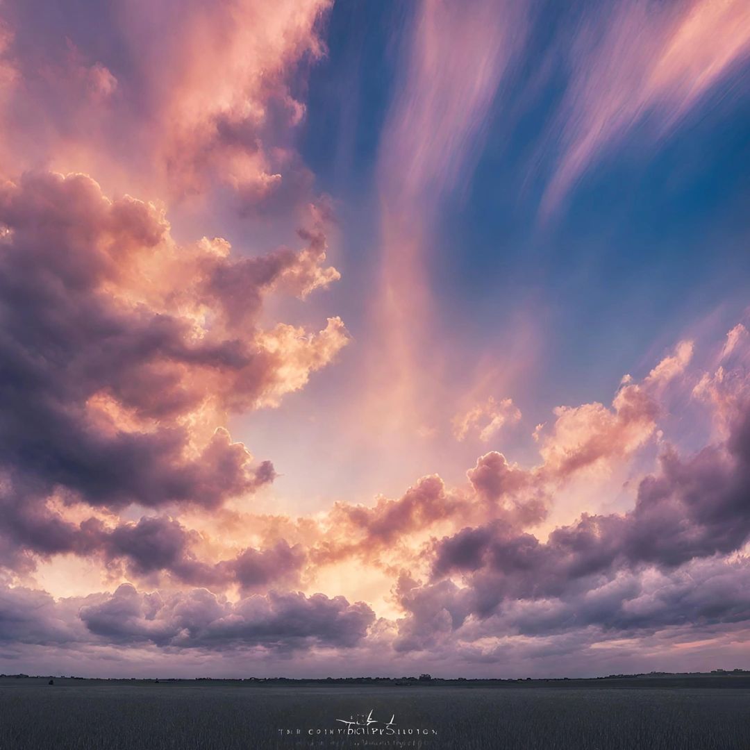 Dramatic sky with golden light rays